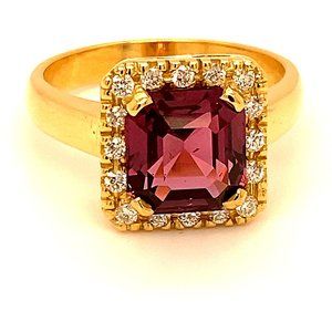 GIA Mogok Spinel 4.06ct Diamonds 18K Gold Ring